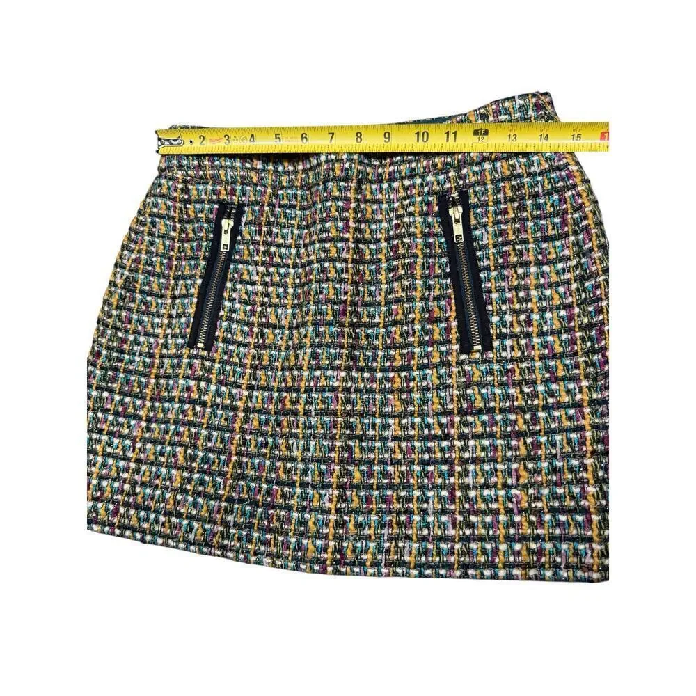 J.Crew Multicolor Tweed Zip Pocket Mini Skirt Size 2 - Picture 4 of 6